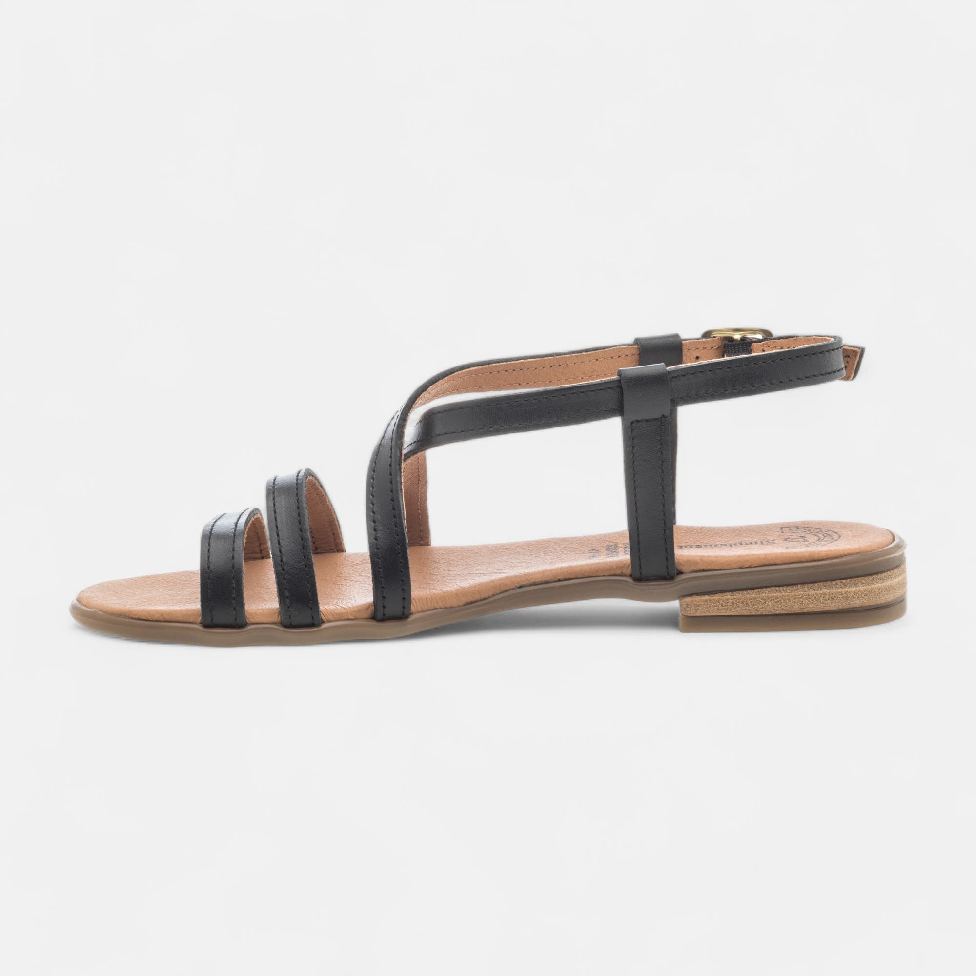 Nu-pieds Femme en cuir noir