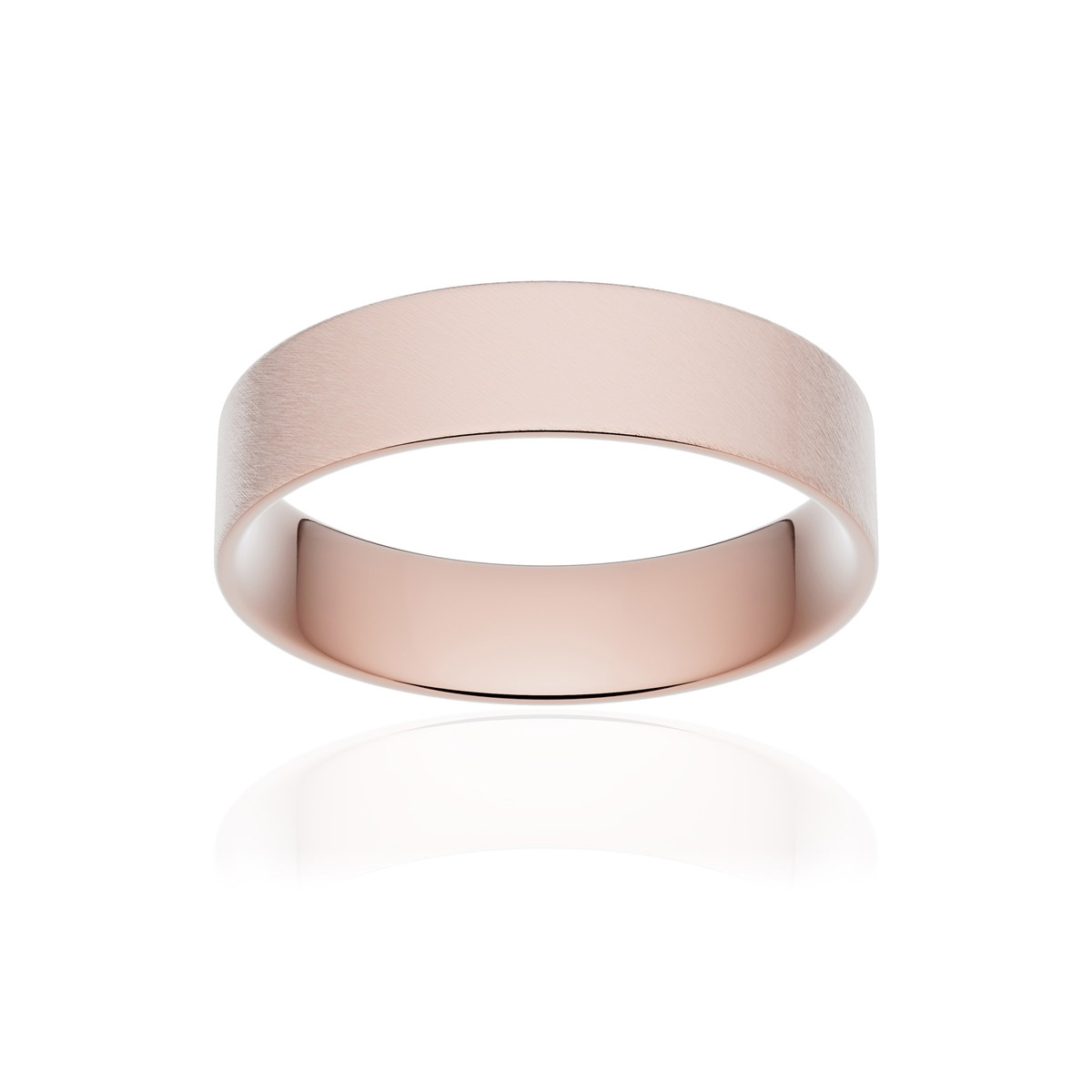 Alliance or 375 rose givré ruban plat confort 5mm