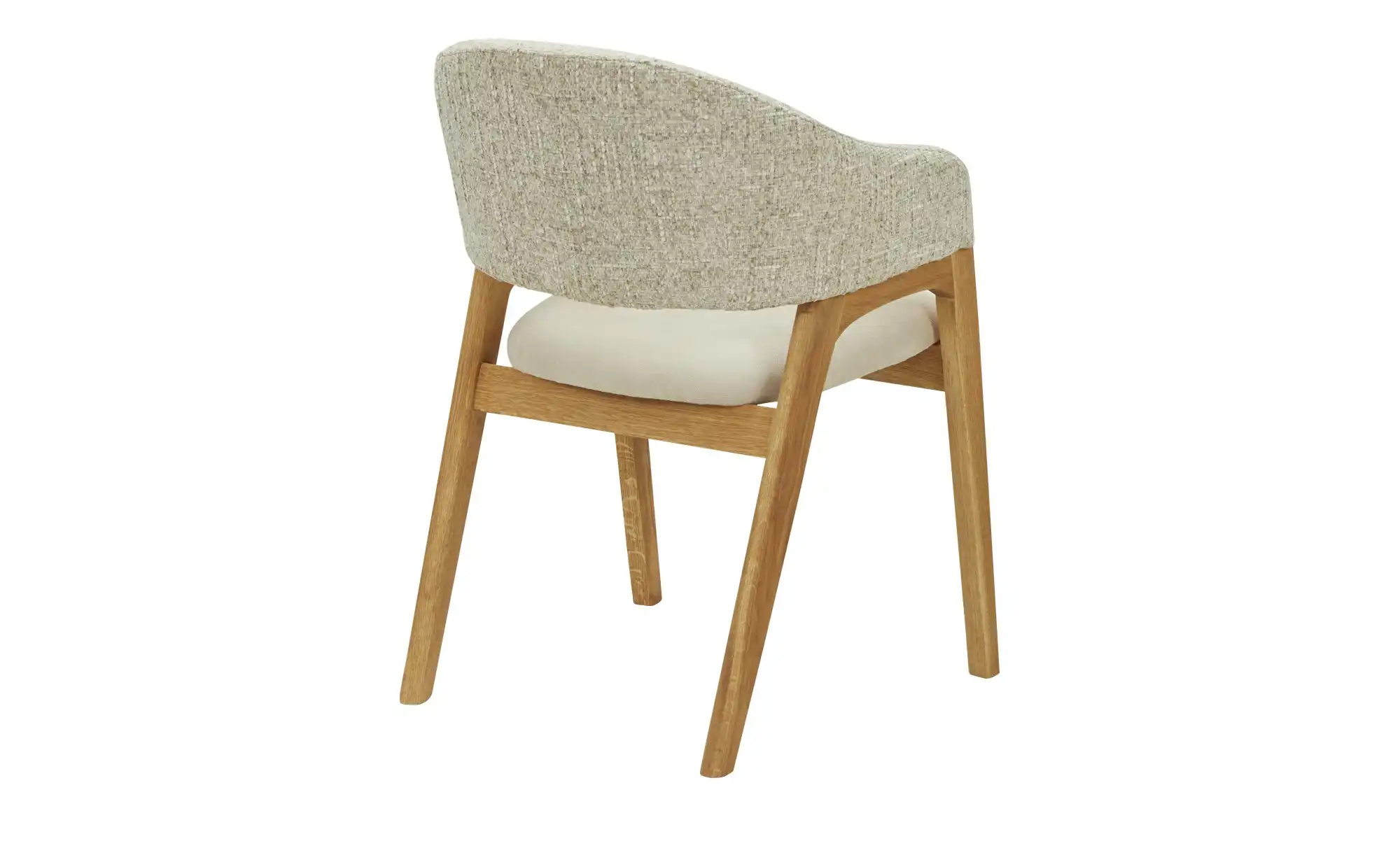 smart Bouclé-Armlehnstuhl aus Eiche Massivholzgestell Erik
