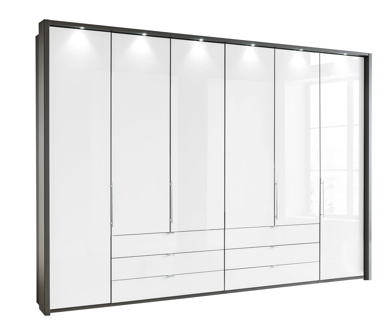 Kleiderschrank LOFT Havanna/ Glas weiß