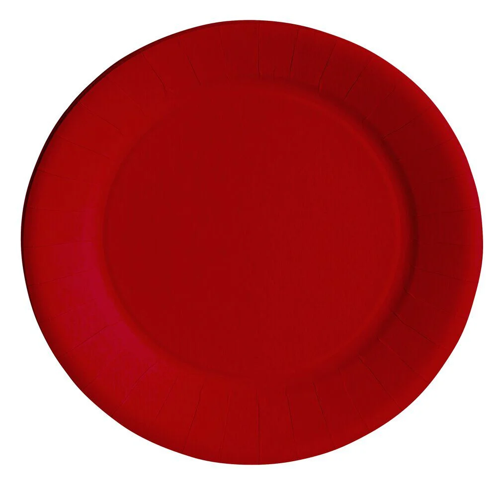 Lot de 10 assiettes en carton rouge Ø18 cm