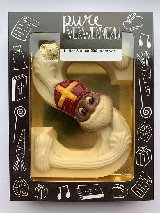 Pure Verwennerij chocolade letter S wit 200 gr