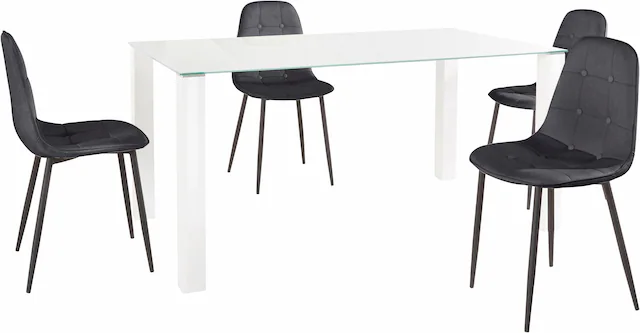 INOSIGN Essgruppe Set, 5 Stk. tlg. mit Glastisch, Breite 160 cm