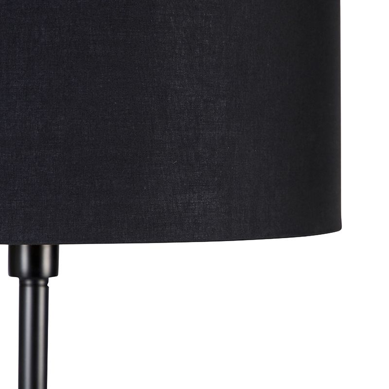 Moderne vloerlamp zwart met kap zwart met goud - Simplo