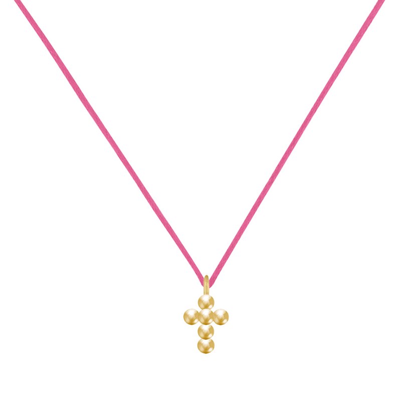 Collier Lien Plaqué Or Petite Croix de Billes