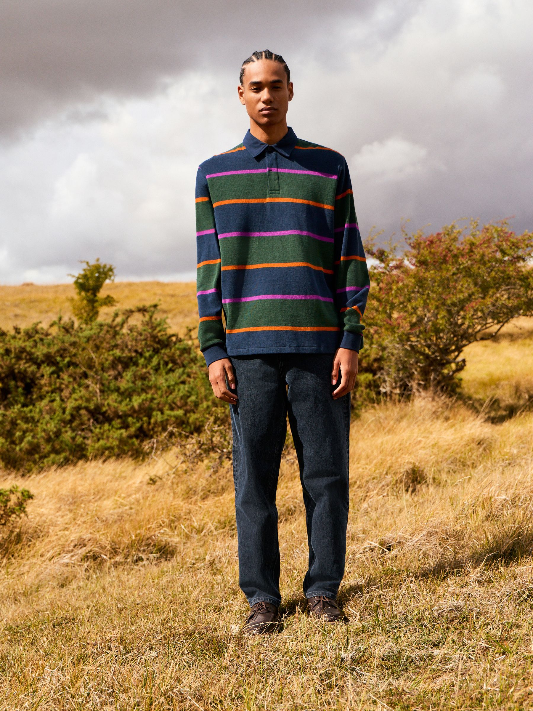 Donkerblauw/groen gestreept - Rugbyshirt