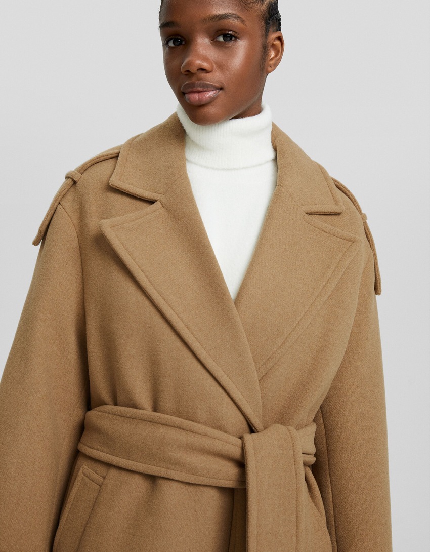 Trench coat em mistura de lã