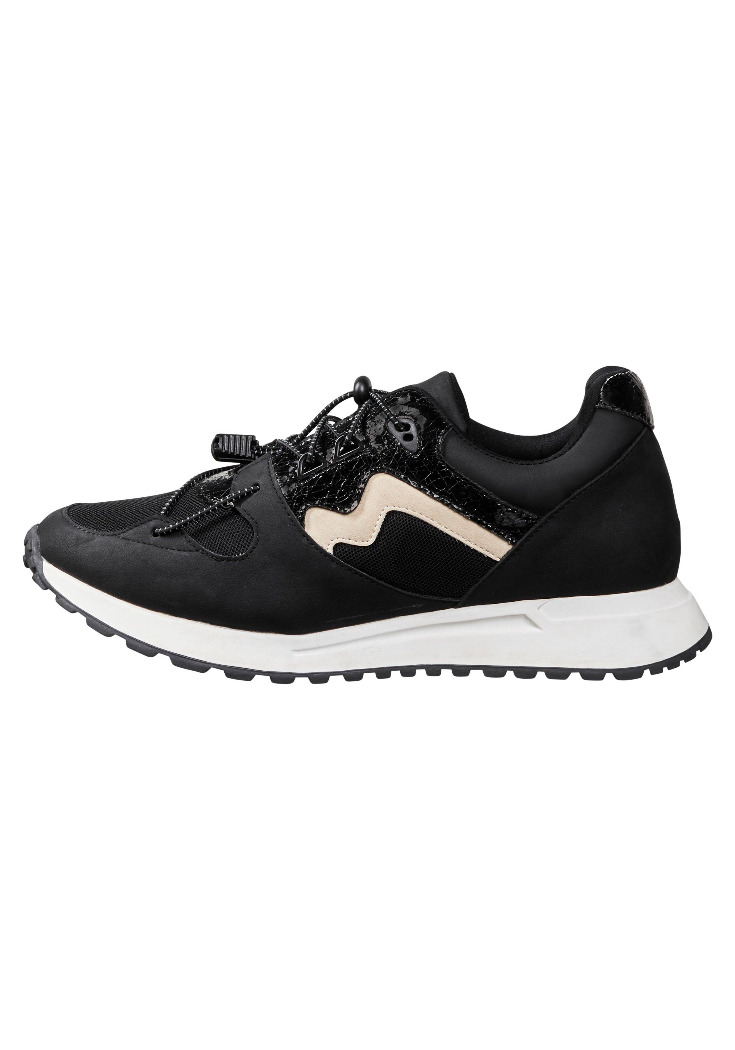 Sneaker mit Details in Glanz- und Veloursoptik