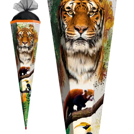 Roth Schultüte Tiger mit Tüllverschluss, 85 cm, eckig