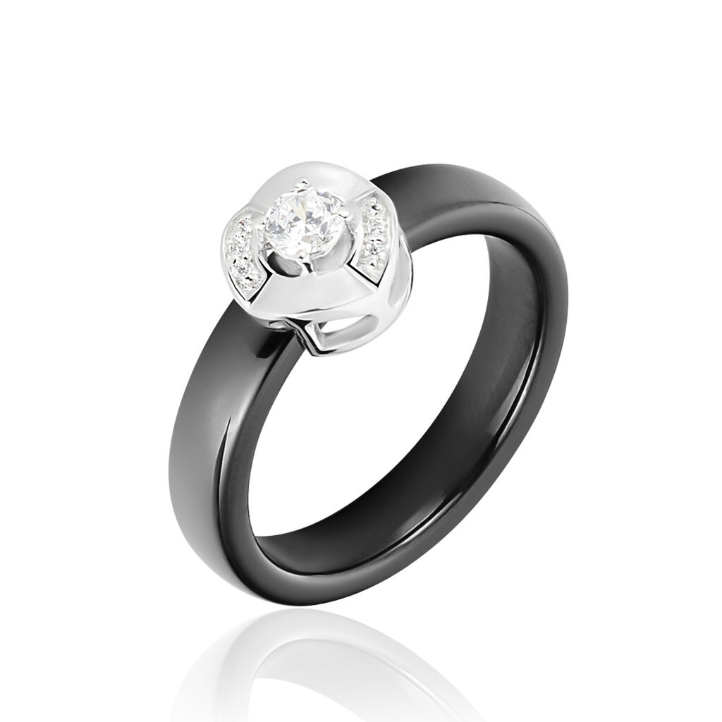 Bague Grace Argent Blanc Céramique Et Oxyde De Zirconium
