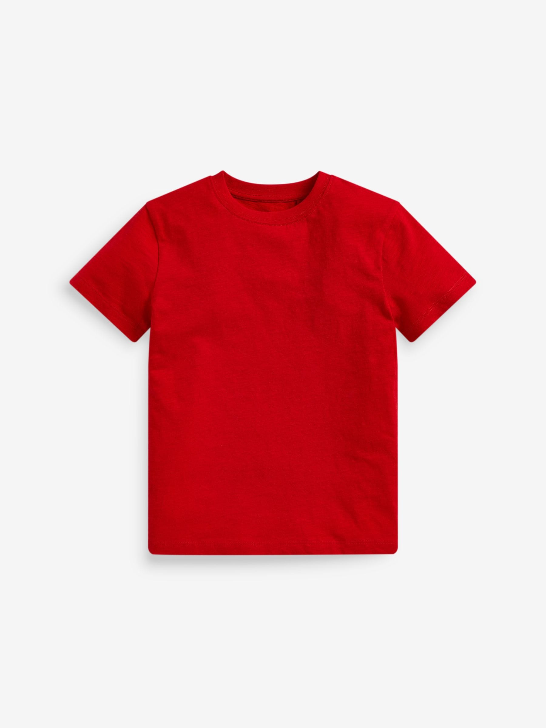 Rood/zwart/grijswit/blauw/groen - Set van 8 T-shirts met korte mouwen (3-16 jr)