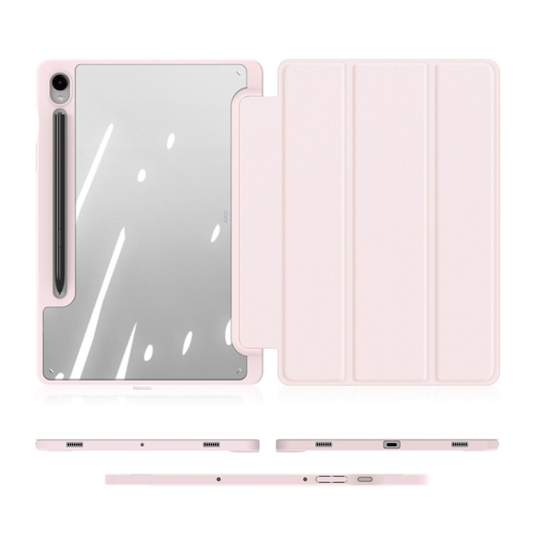 Samsung Galaxy Tab S9 Leder Tasche Smart Cover Schutzhülle   S-Pen Halter - Rosa