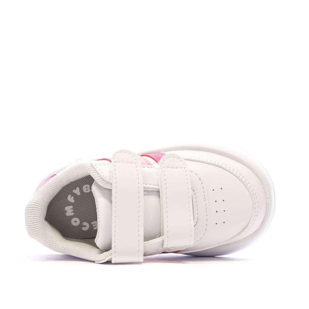 Adidas Baskets Blanc/Rose Enfant Adidas Advantage Cf I