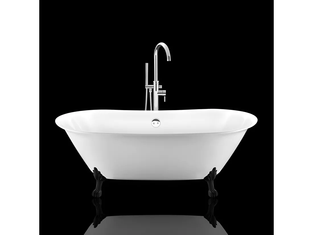 Baignoire ancienne rétro sur pieds SURRY HILLS Blanche 165 cm Pieds de Lion Noirs