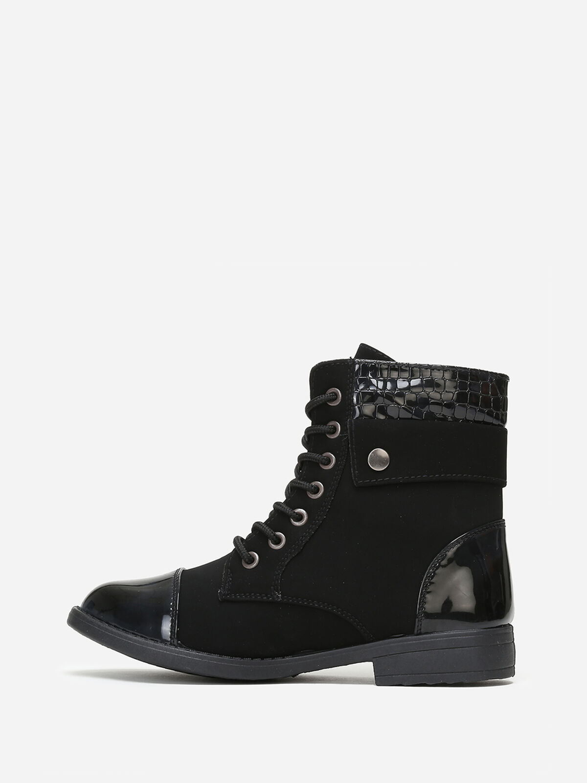 Bottines bi-matière avec lacets- Noir
