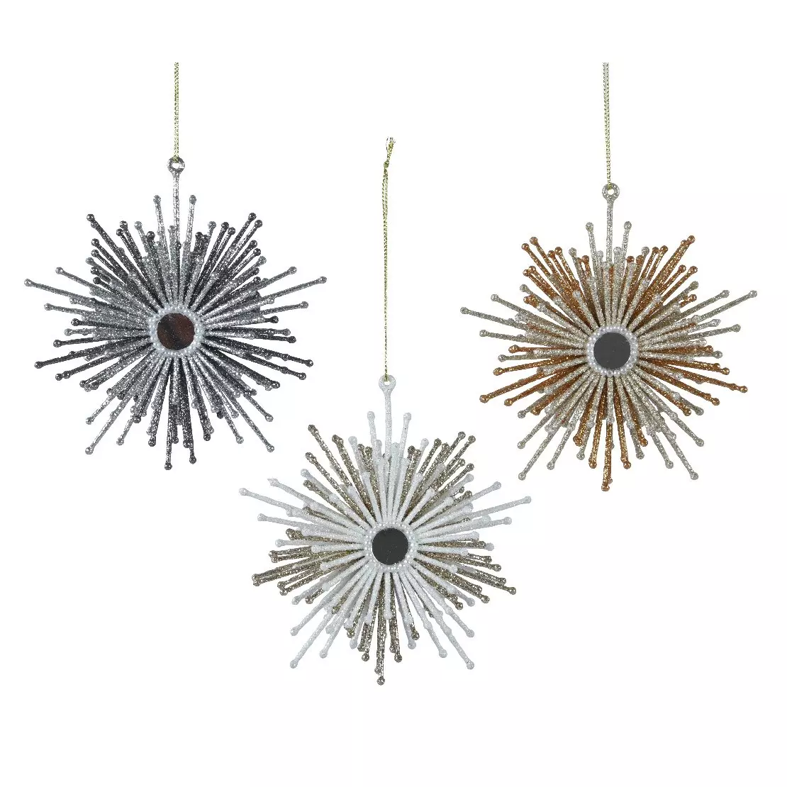 Lot de 3 étoiles (H12 cm) Pluie de paillettes Argent
