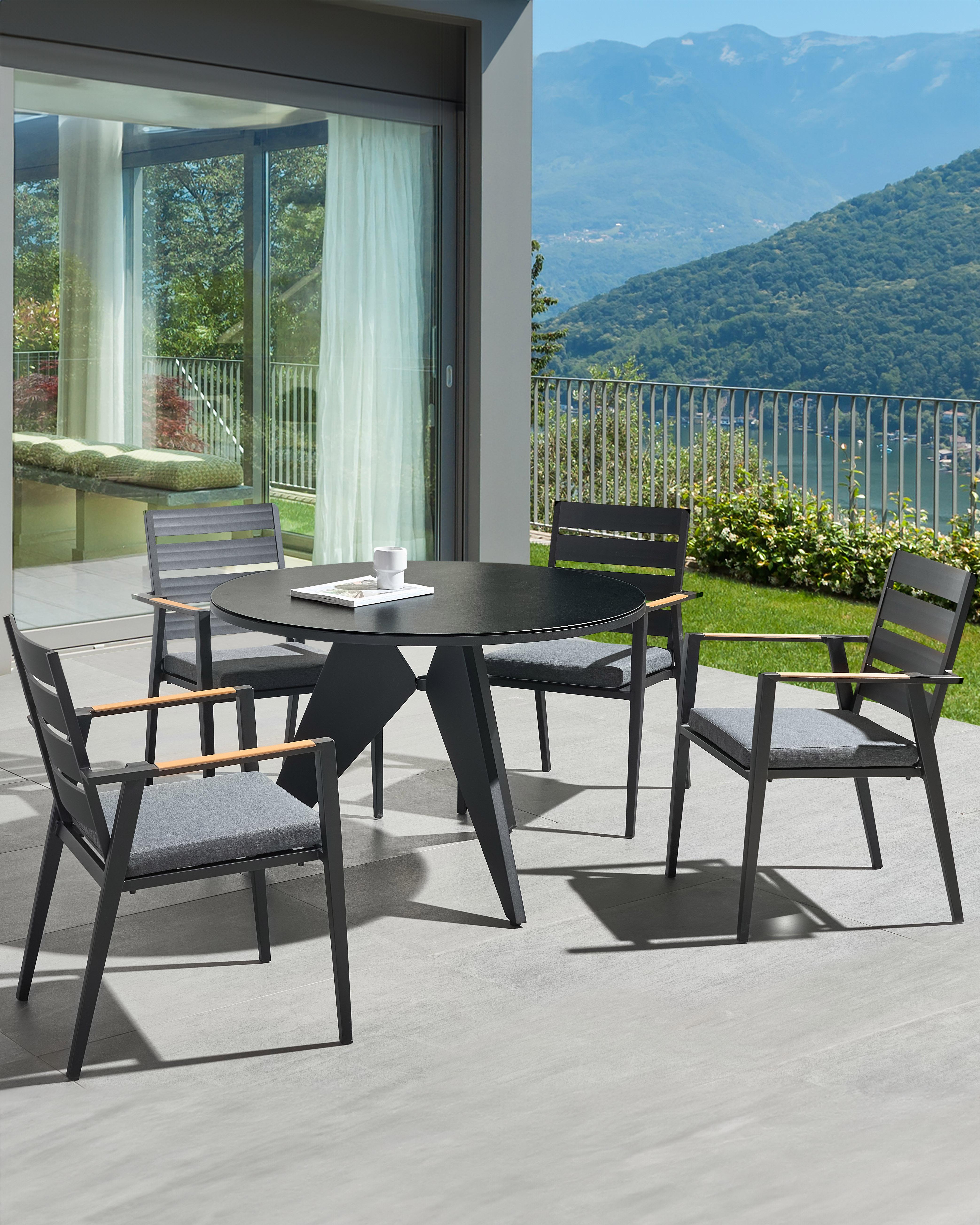 Set van 4 stoelen met zitkussen TAVIANO Metaal Zwart