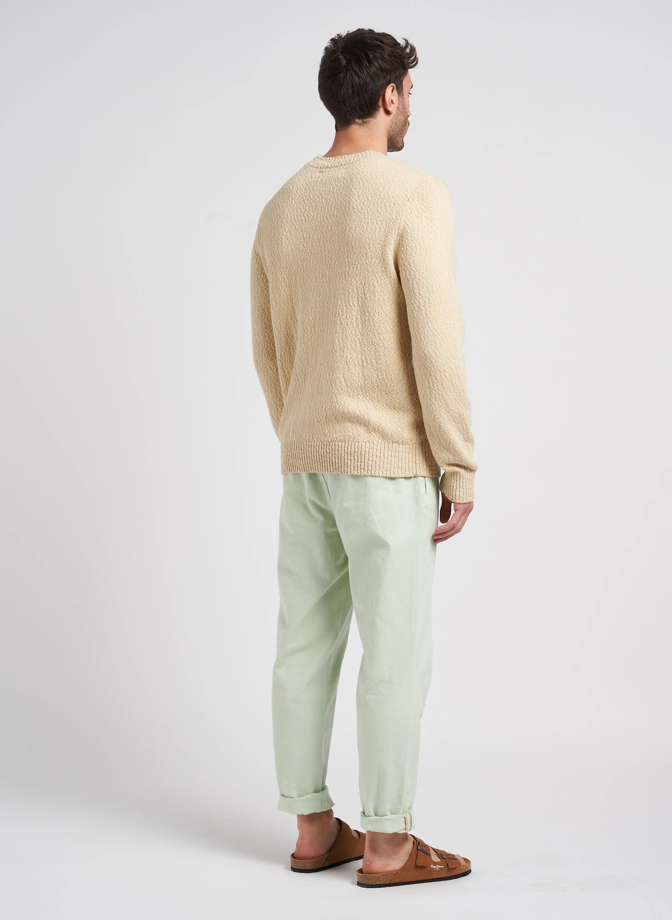 RAY - Pull col rond en coton biologique | Beige