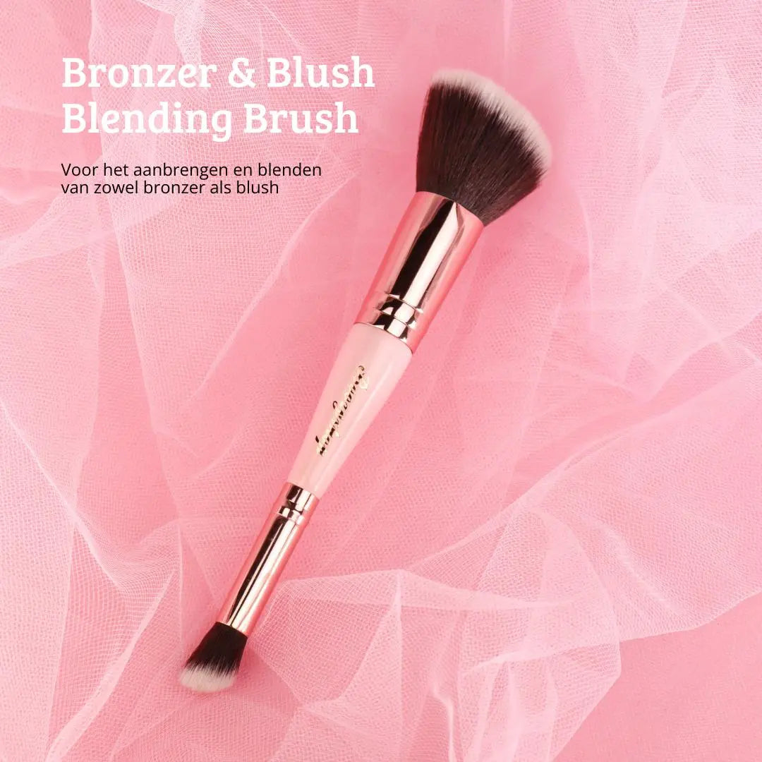 Soft Pink & Gold Bronzer & Blush Blending Brush