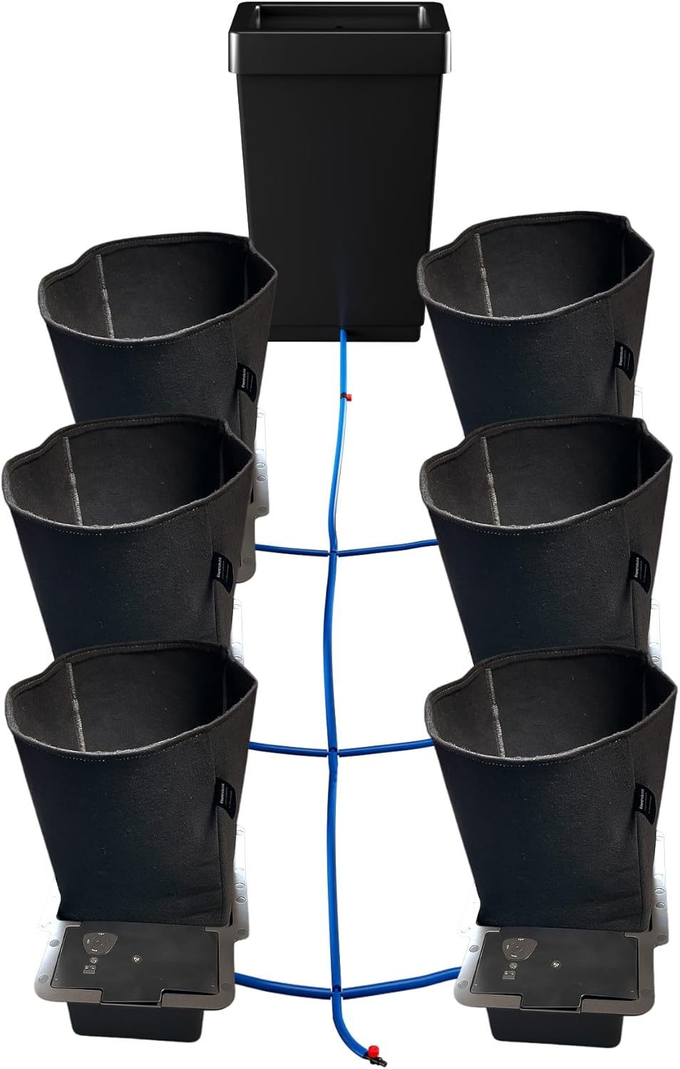 Bewässerungssystem mit AutoPot 1Pot-Komponenten und 15 Liter Feltpot Stofftöpfen - stromloses Grow-System für 2/3/4/6 Pflanzen – AquaValve5, Schläuche & Zubehör (6Pot)