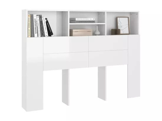 Armoire de tête de lit Blanc brillant 140x19x103,5 cm