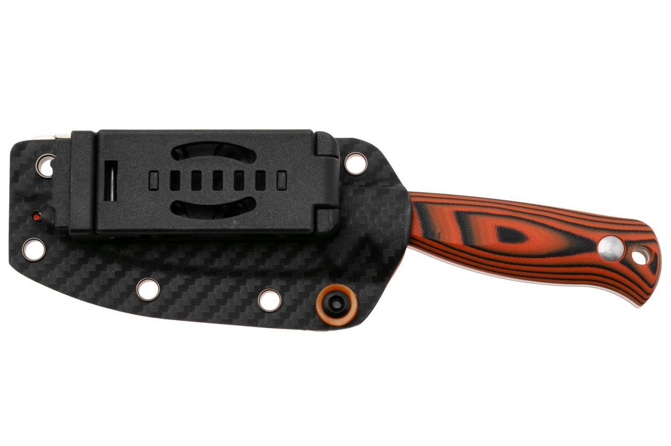 Kizer Vanguard Evenki 2, 1098A1 Stonewashed AEB-L, Orange Black G10, vaststaand mes, Azo design