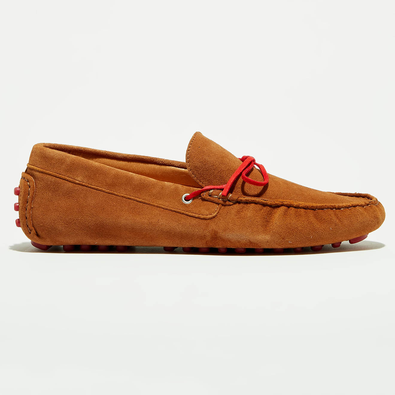 Flavio Création Mocassins en Velours de Cuir Miguel cognac/rouge