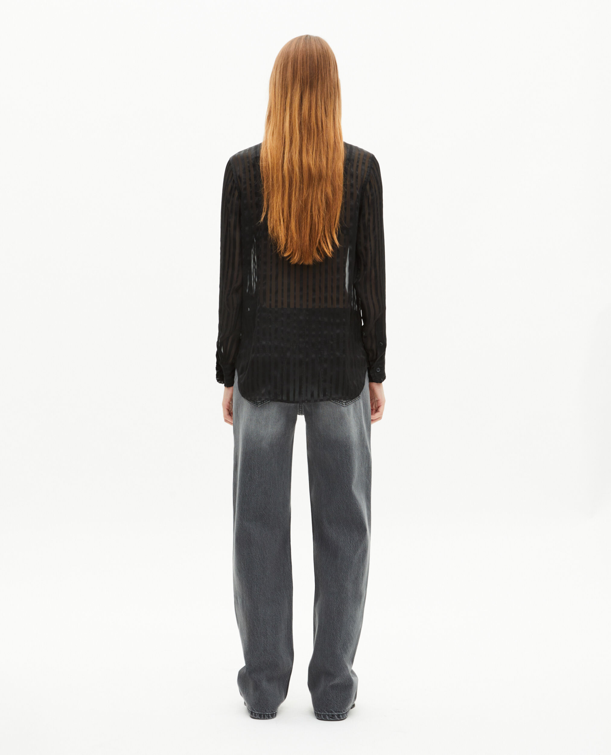 Chemise avec volants en soie noire