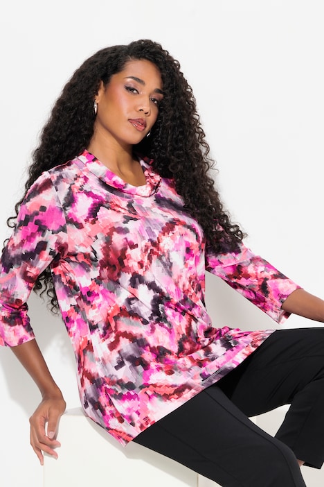 Shirt, Pixeldruck, Classic, Rollkragen, 3/4-Arm