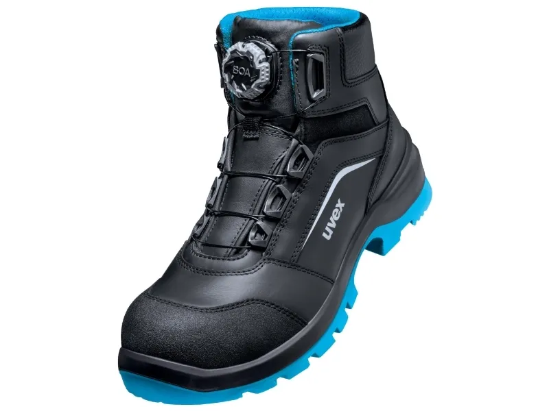 Uvex xenova BOA S1P, Unisex, Voksen, Sikkerhedsstøvler, Sort, Blå, ESD, S1P, Hurtig luk snørebånd