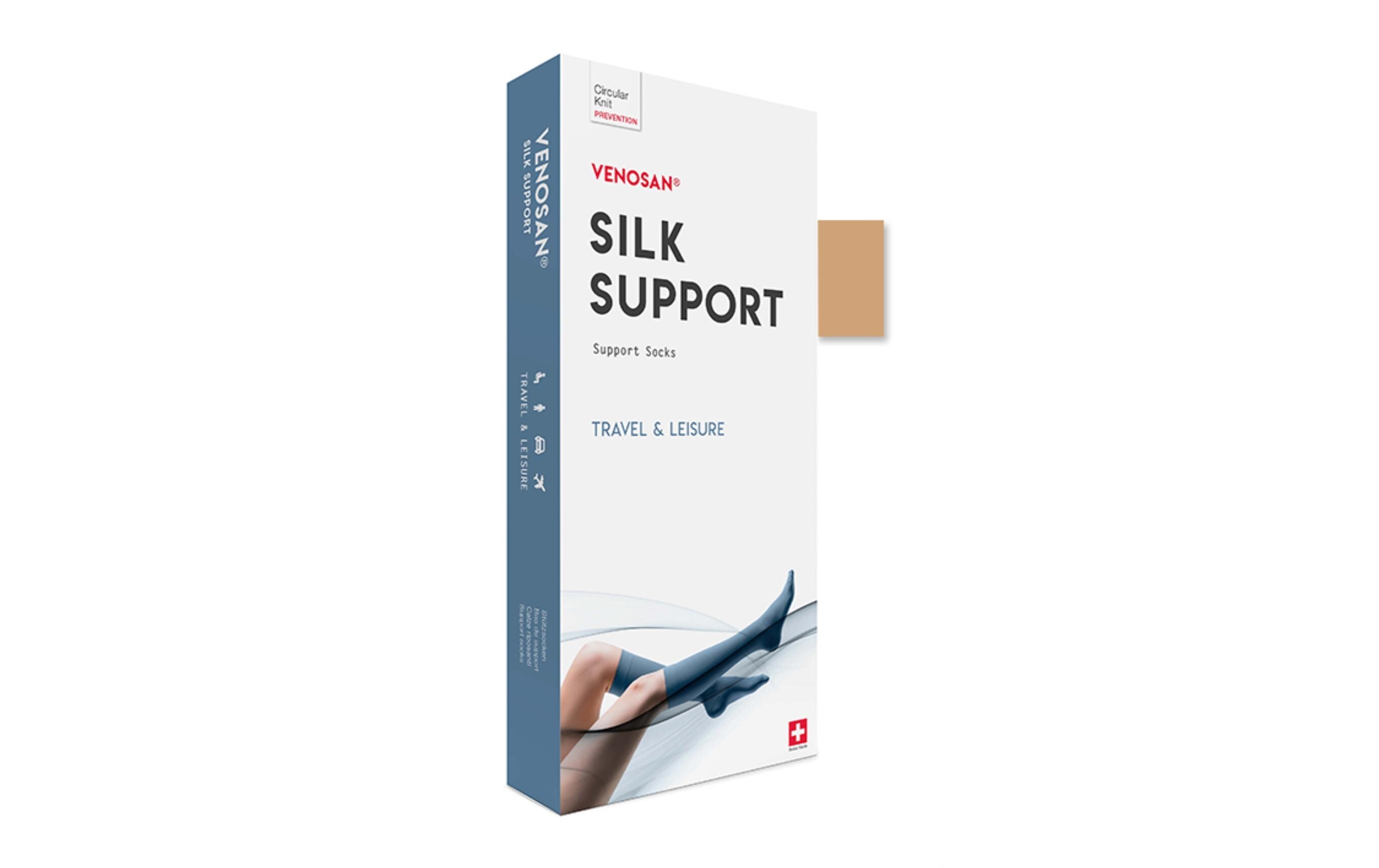 Silk Support 15-20 mmHg beige, SElegante Stützstrümpfe/Reisestrümpfe mit geschlossenem Fuss