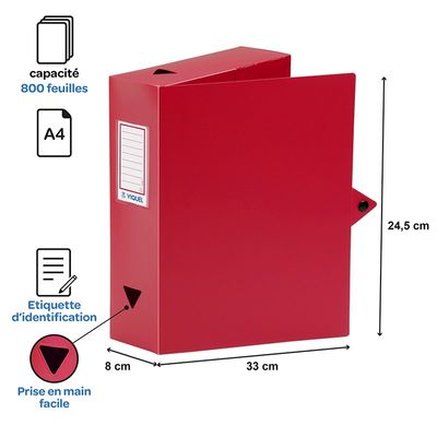 Viquel - Boîte de classement plastique - dos 80 mm - disponible dans différentes couleurs