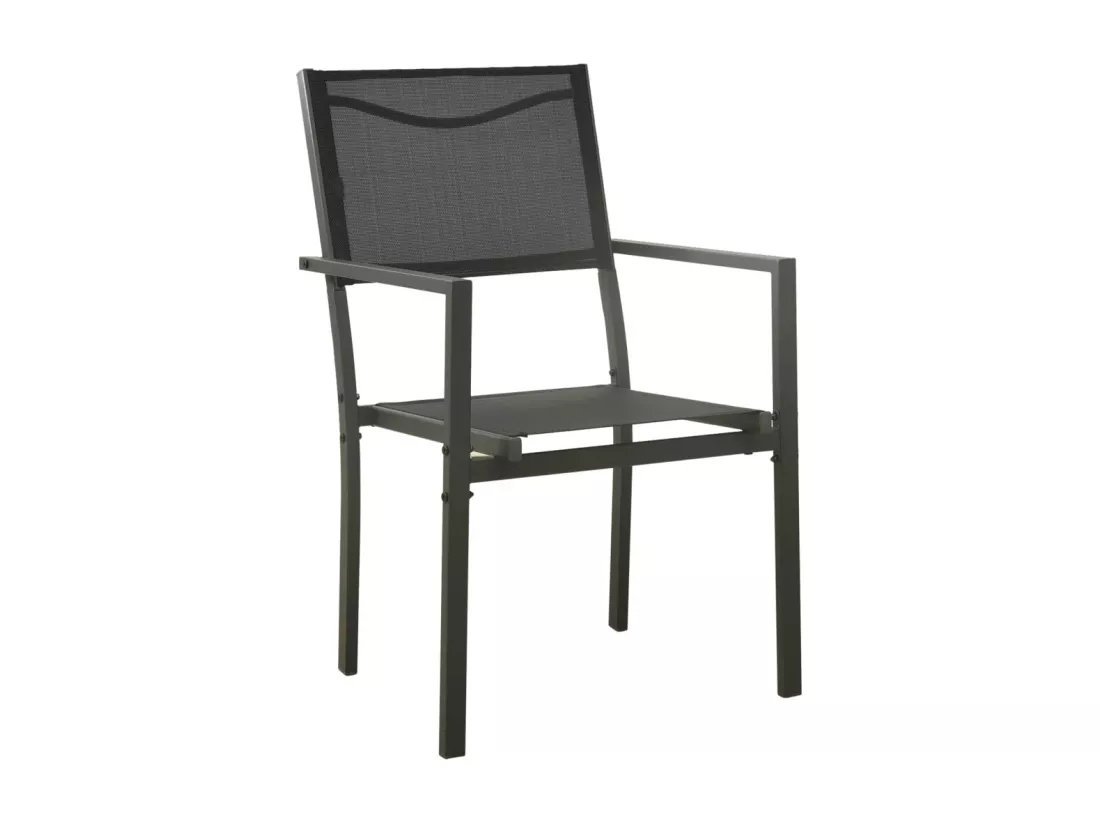 Ensemble à manger de jardin 9 pcs noir textilène et acier