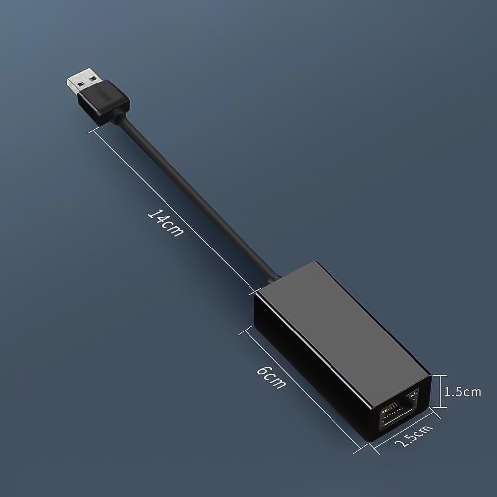 (16cm) USB A auf Gigabit Ethernet LAN RJ45 Netzwerkanschluss Adapter (1000 Mbps) - Schwarz