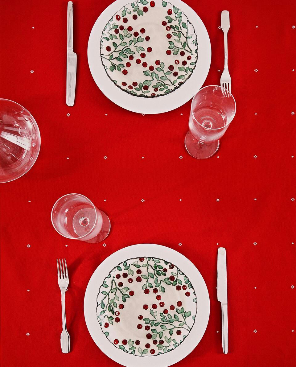 TOALHA DE MESA DE NATAL EM ALGODÃO COM BORDA