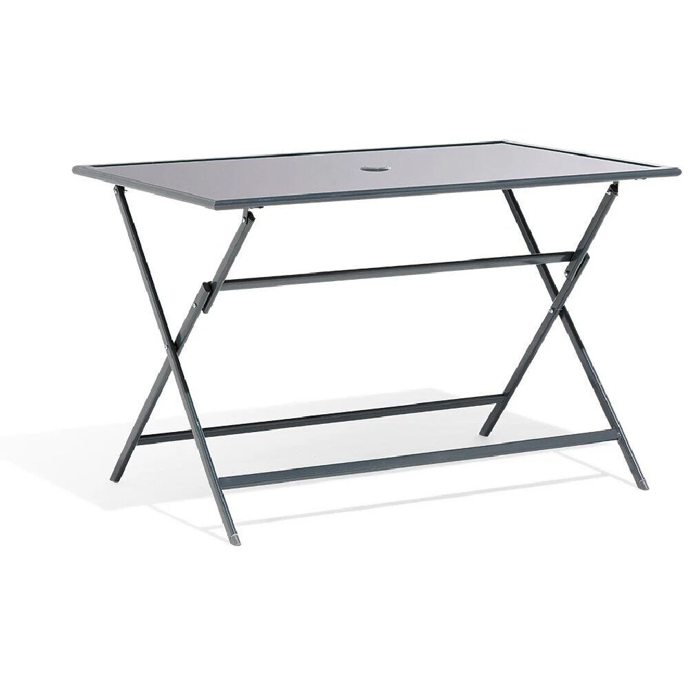Table de jardin London rectangle pliante 4 personnes gris anthracite