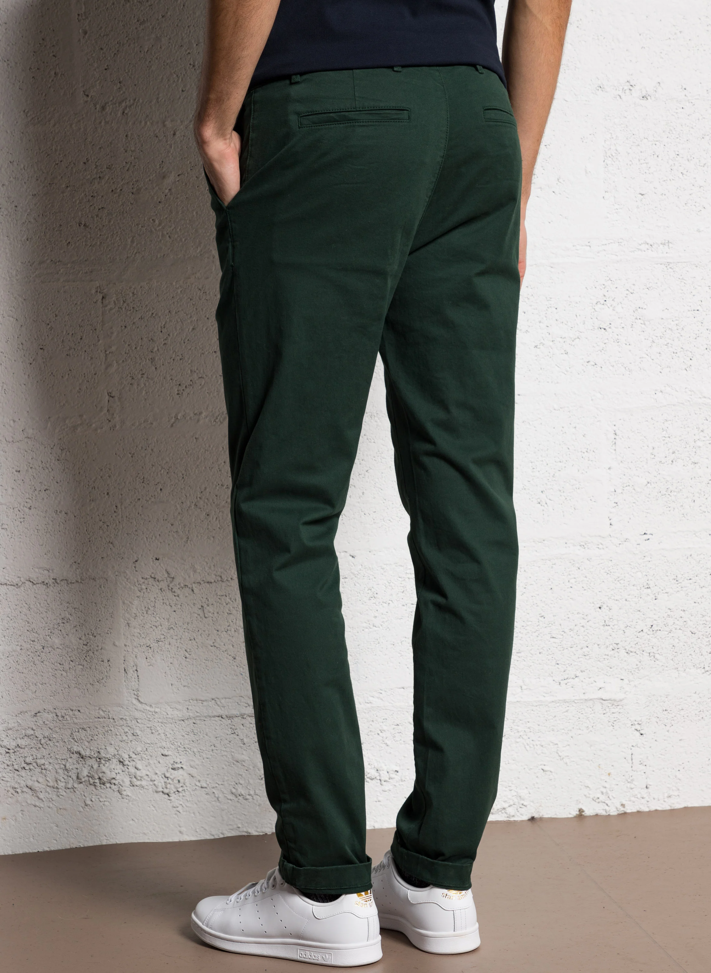 Pantalon chino slim en coton mélangé | Vert