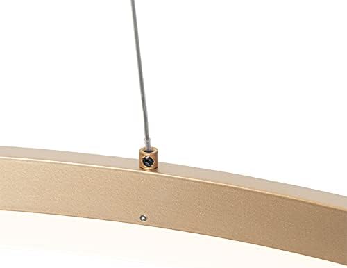 QAZQA - Design Ring Pendelleuchte I Pendellampe I Hängelampe I Pendellampe I Pendelleuchte I Lampe I Leuchte Gold I Messing 80 cm inkl. LED und Dimmer - Anello Dimmer I Dimmbar I Wohnzimmer I Schlafzi