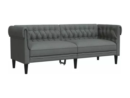 Canapé Chesterfield 3 places gris foncé tissu