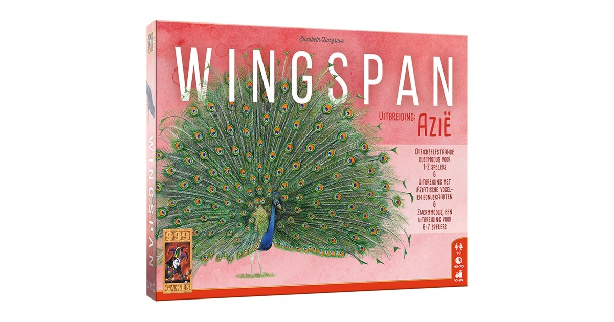 999 GamesWingspan: Azie Bordspel  (Nederlands, Uitbreiding, 1 - 7 spelers, 40 minuten, Vanaf 10 jaar)