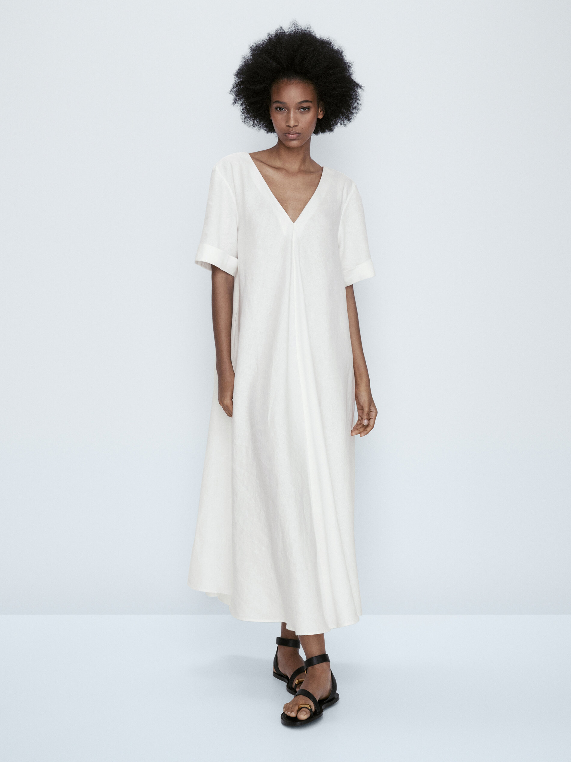 Vestido túnica 100% linho - BRANCO