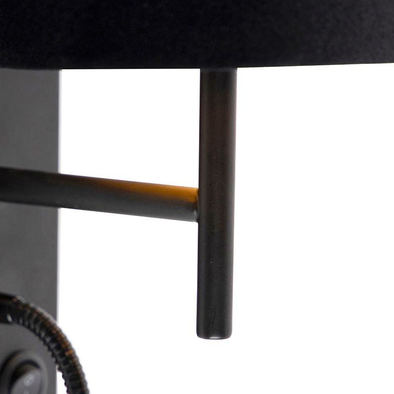 Art Deco wandlamp zwart met velours kap - Stacca