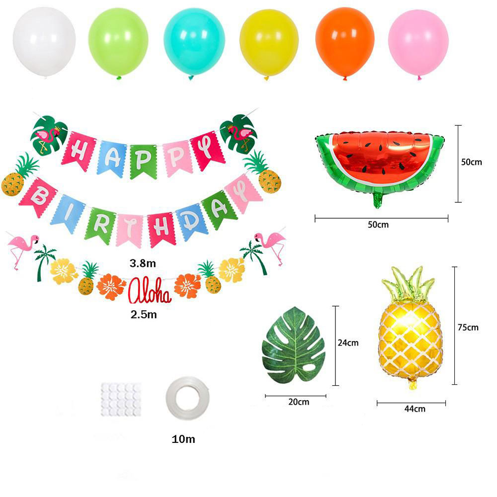 (69-tlg. Set) Geburtstags Party Ballons Latex- und Folienballons   Girlande / Accessoires Hawaii Deko