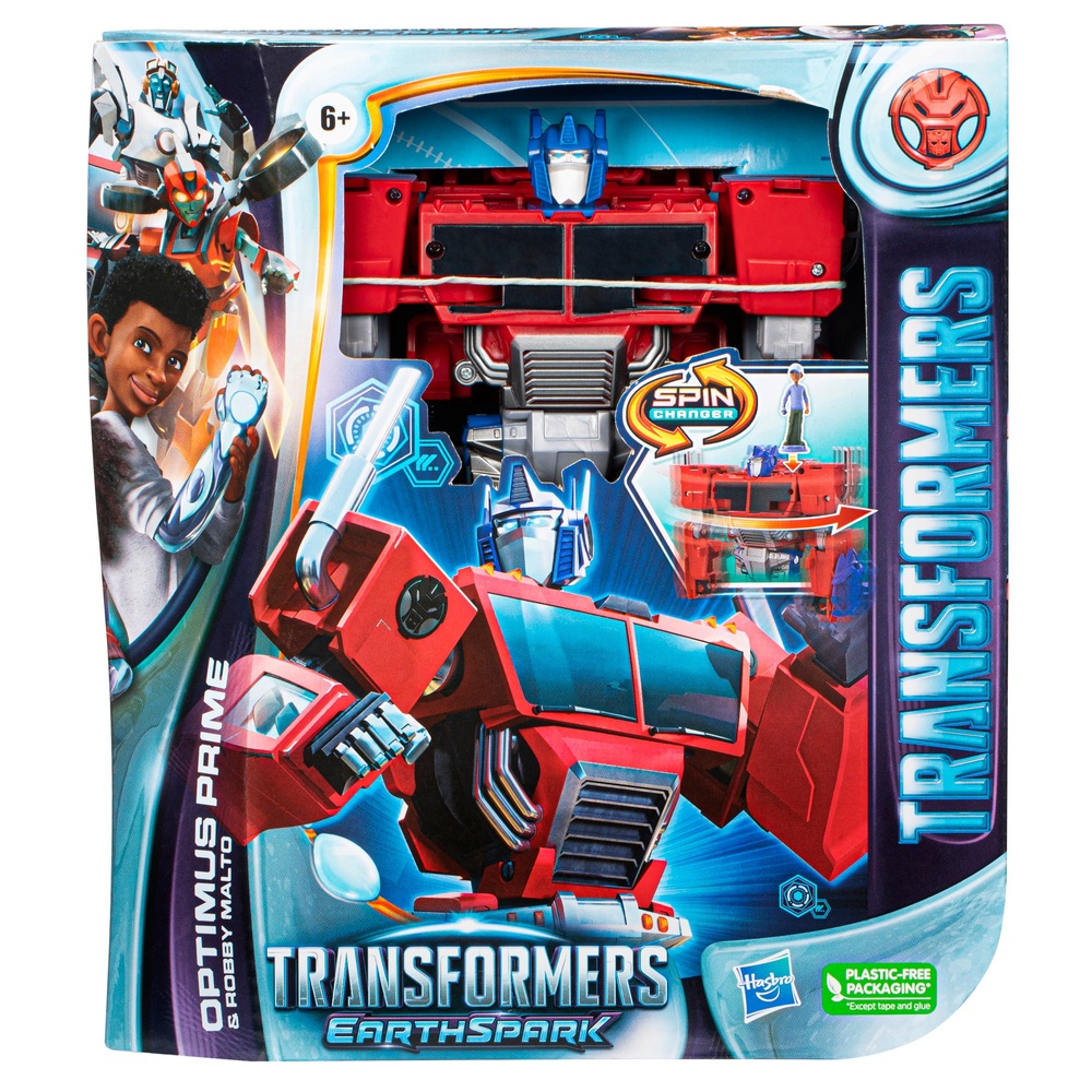 Transformers: EarthSpark Spin Changer Optimus Prime & Robby Malto Actionfiguren
