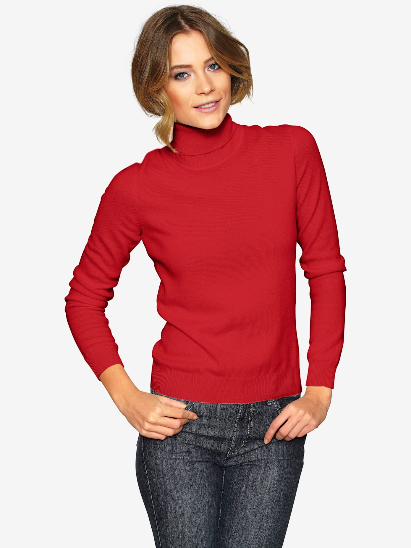 Pull à col roulé superbe basique en pur cachemire