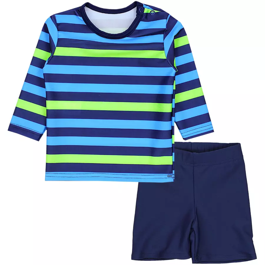 Aquarti Baby Jungen Bade-Set Zweiteiliger Badeanzug T-Shirt Hose grünblau