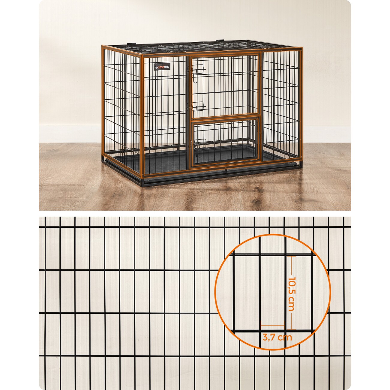 FEANDREA L-XXXL Hundekäfig hochbelastbar 1,07 m, 70 cm, 75 cm