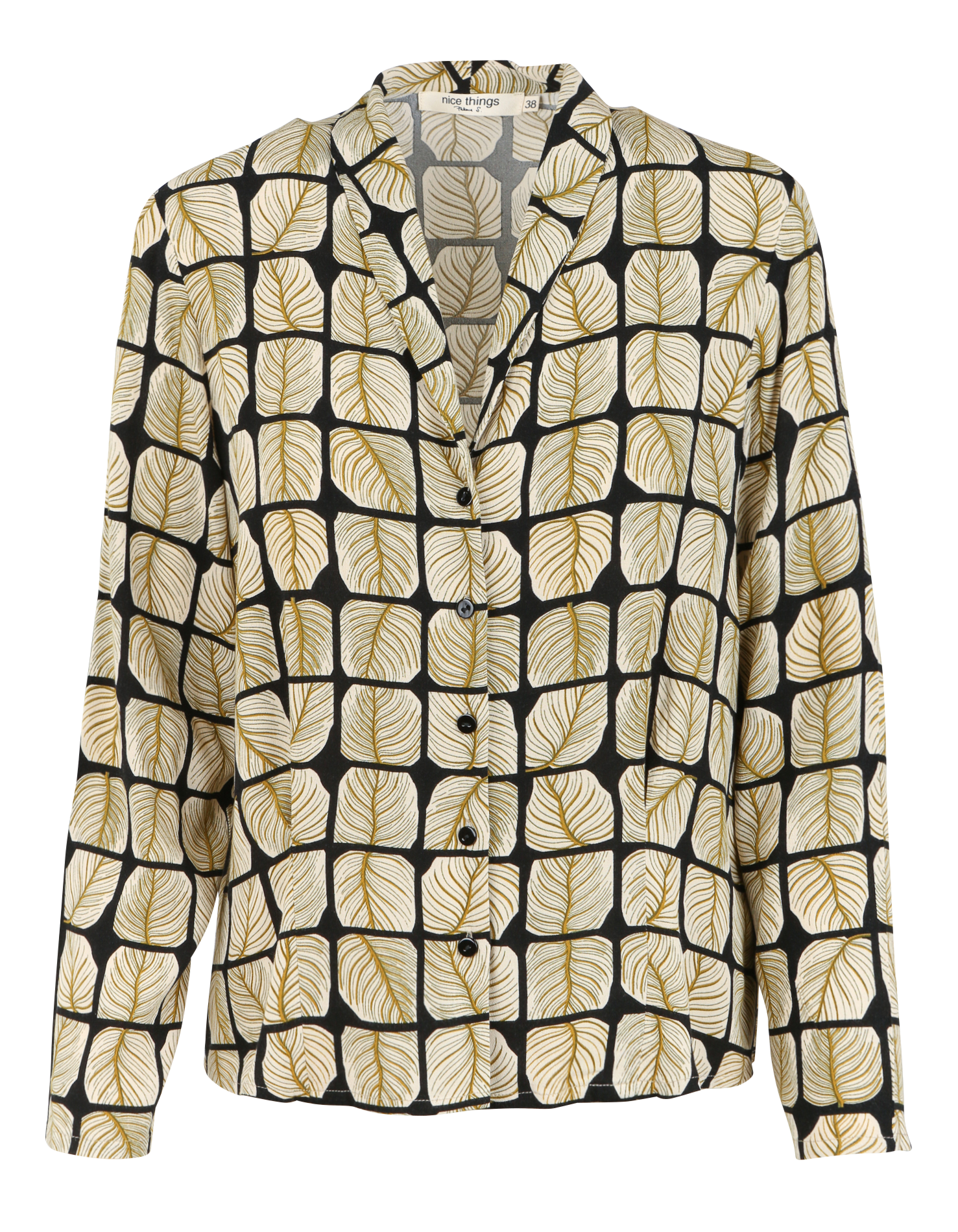 Chemise droite à col V | Beige