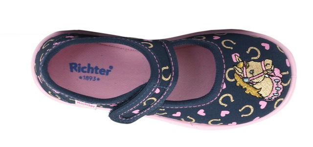 Richter Hausschuh  Klettschuh, Kindergarten Schuh mit süssem Print