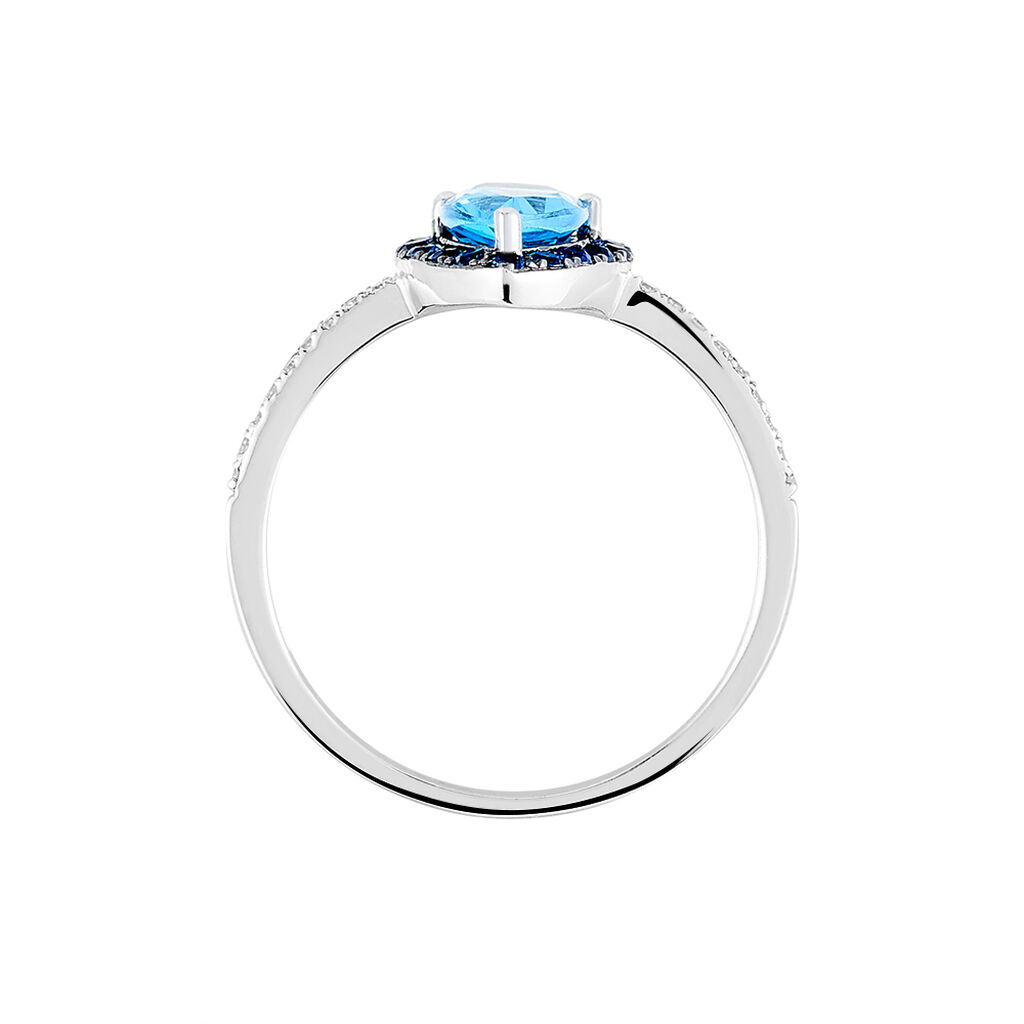 Bague Kenza Or Blanc Topaze Et Saphir Et Diamant